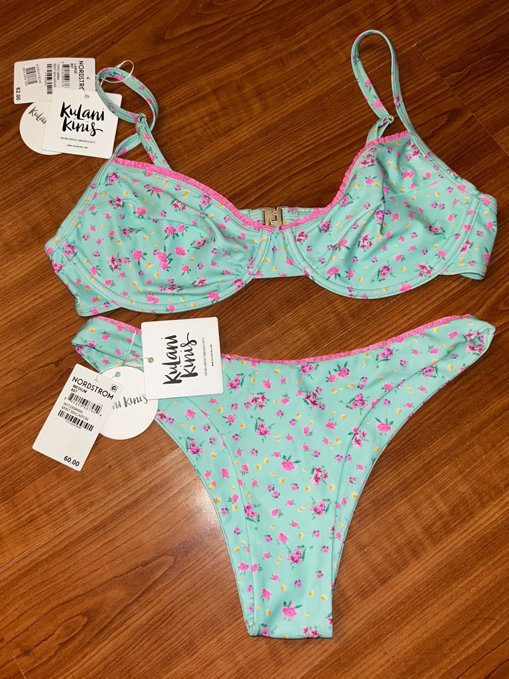 Kylani Kinis Mint Floral Bikini Set
